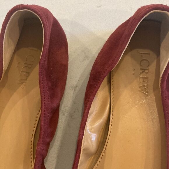 J. Crew Lottie Pointy Toe Tasseled Burgundy Suede Leather Ballet flats 8.5 - Picture 2 of 5